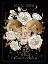 Vector illustration of zodiac signs in flowers. Aries Royalty Free Stock Photo